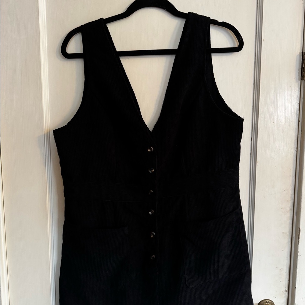 Corduroy Black Sleeveless Dress